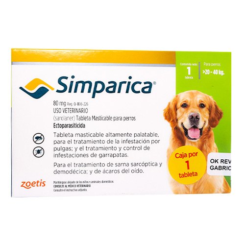 Simparica Perros De 20,1 Hasta 40 Kg.