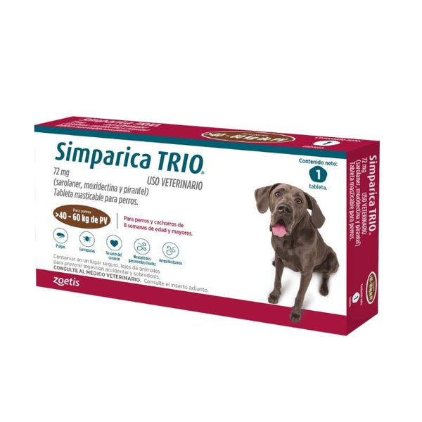 Simparica TRIO Perros De 40 Hasta 60Kg 1 tab