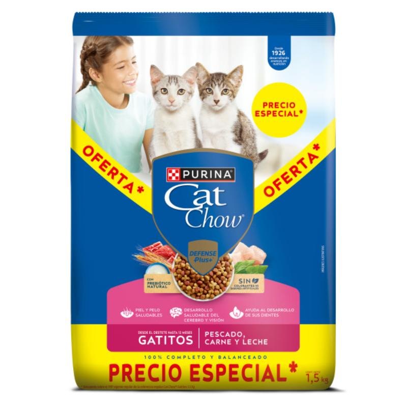 Purina Cat Chow Gatitos Pescado, Carne y Leche