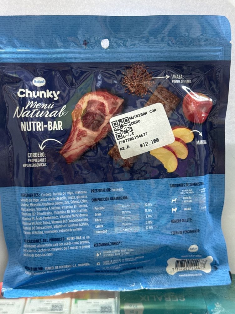 Italcol Chunky Menú Natural NUTRI-BAR CORDERO Y MANZANA