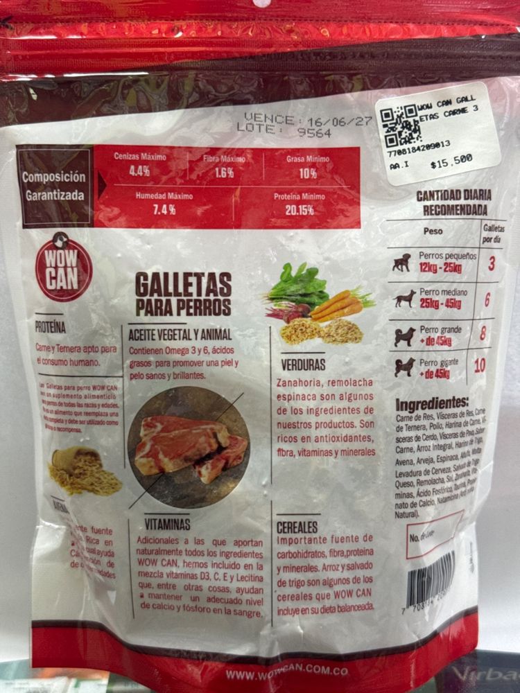 WOW CAN Galletas para Perros Carne
