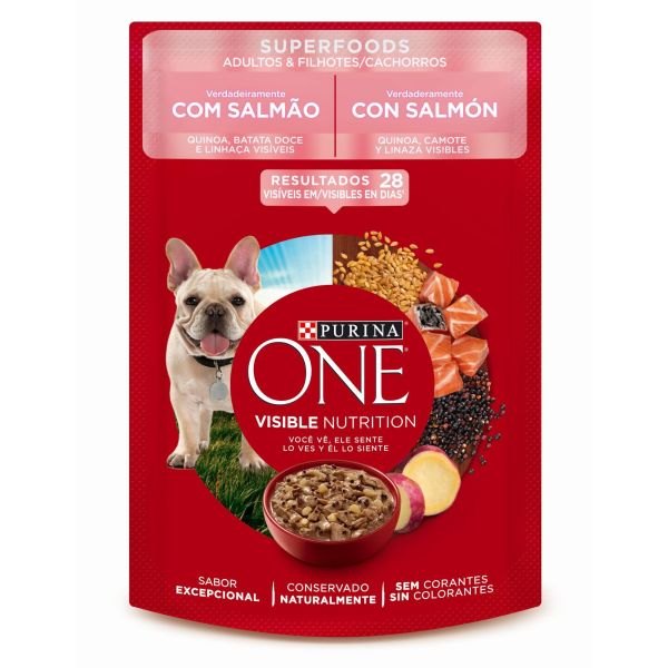 Purina One Comida húmeda para perros cachorros y adultos sabor a salmón One