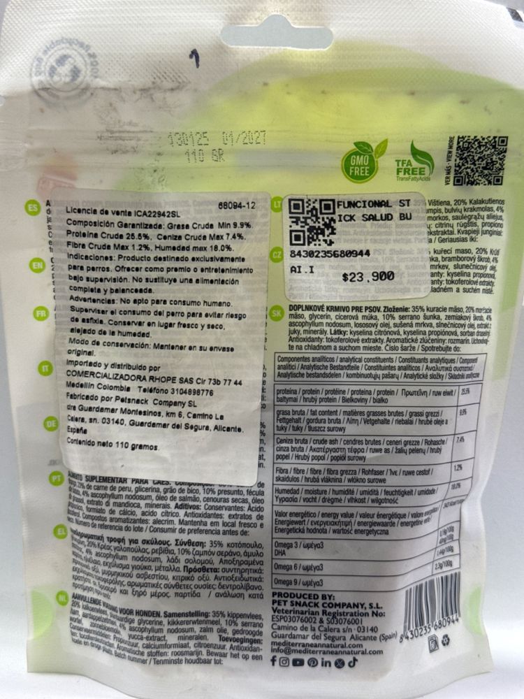 Pet Snack Company Funcional Stick Salud Bucal Diaria (Ayuda con el aliento)