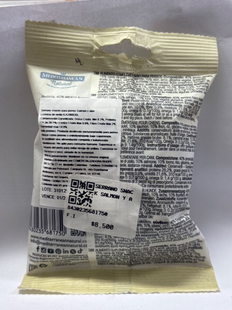 Mediterranean Natural Serrano snacks para perros Salmón y atún