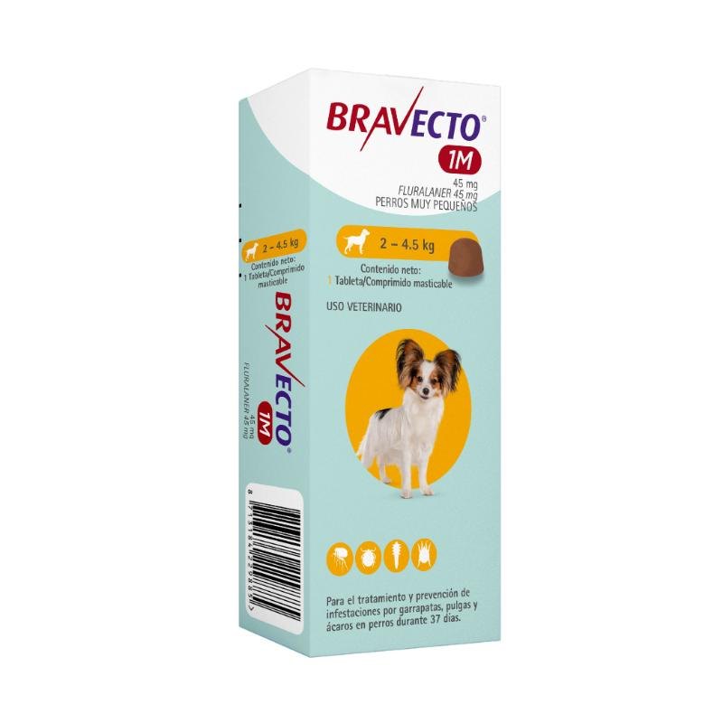 Bravecto 1m Tableta Antipulgas Perros de 2 a 4.5 KG