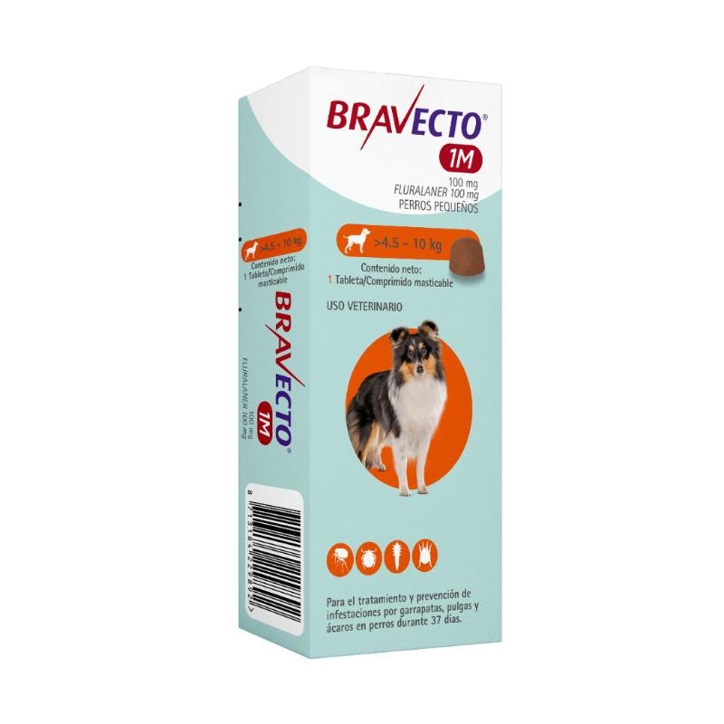 Bravecto 1m Tableta Antipulgas Perros de 4.5 a 10 KG