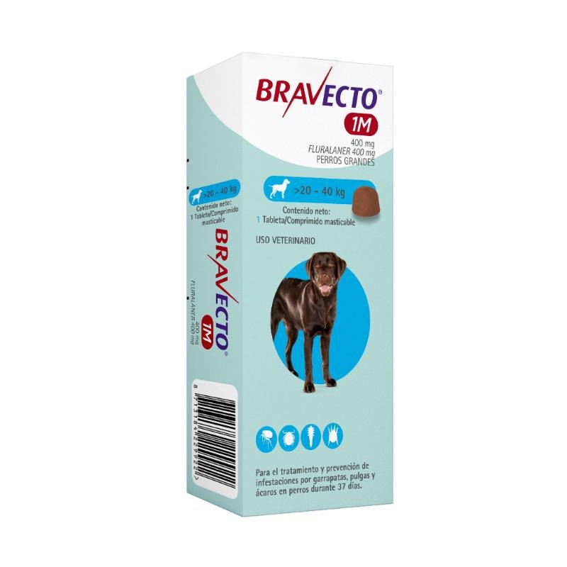 Bravecto 1m Tableta Antipulgas Perros de 20 a 40 KG