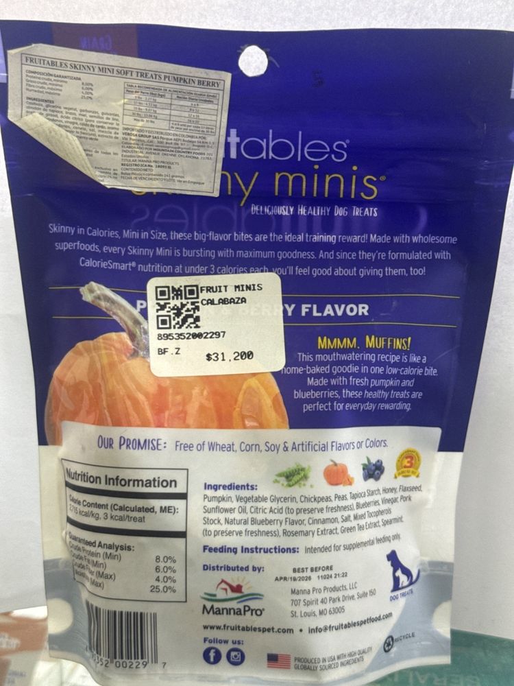Fruitables Skinny Mini Soft Treats Pumpkin Berry