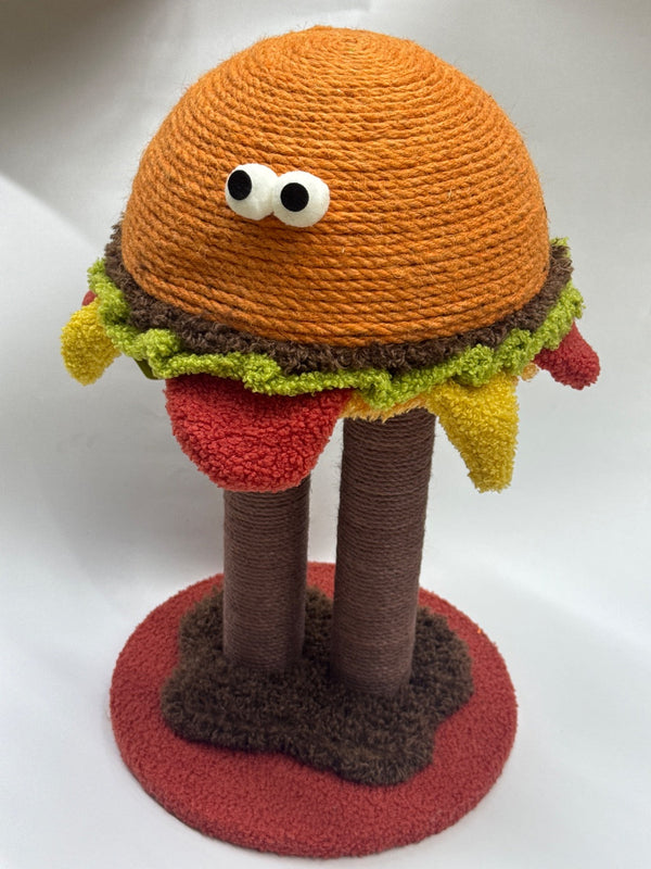 Rascador para gato en forma de hamburguesa